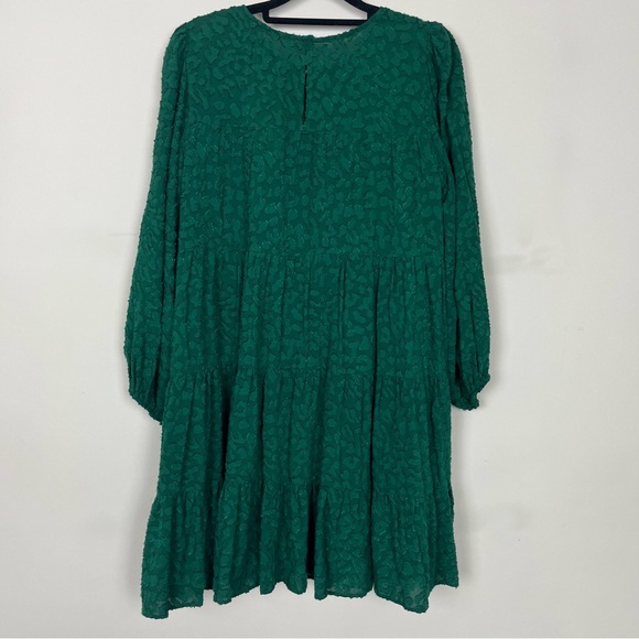 NWOT ZARA TEXTURED TIERED MINI DRESS WITH SLEEVES IN GREEN SIZE XS - Picture 12 of 16